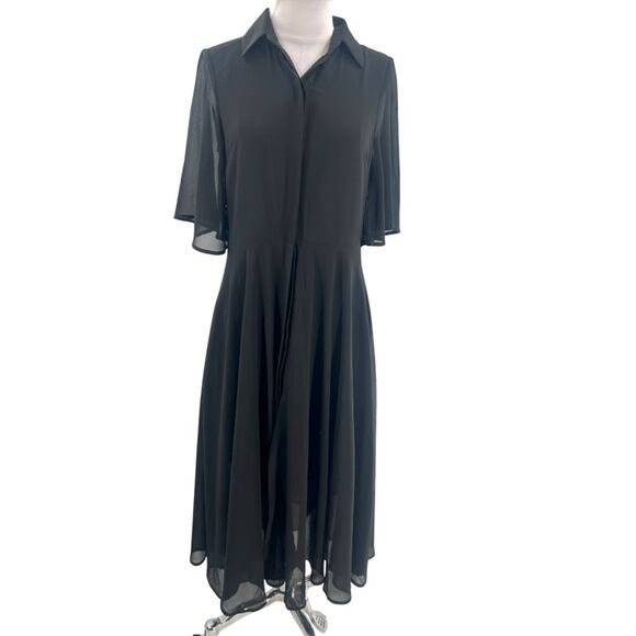 Pomander Place Black Maeve Classic Collared Shirt Maxi Dress Sz XS - Picture 8 of 12